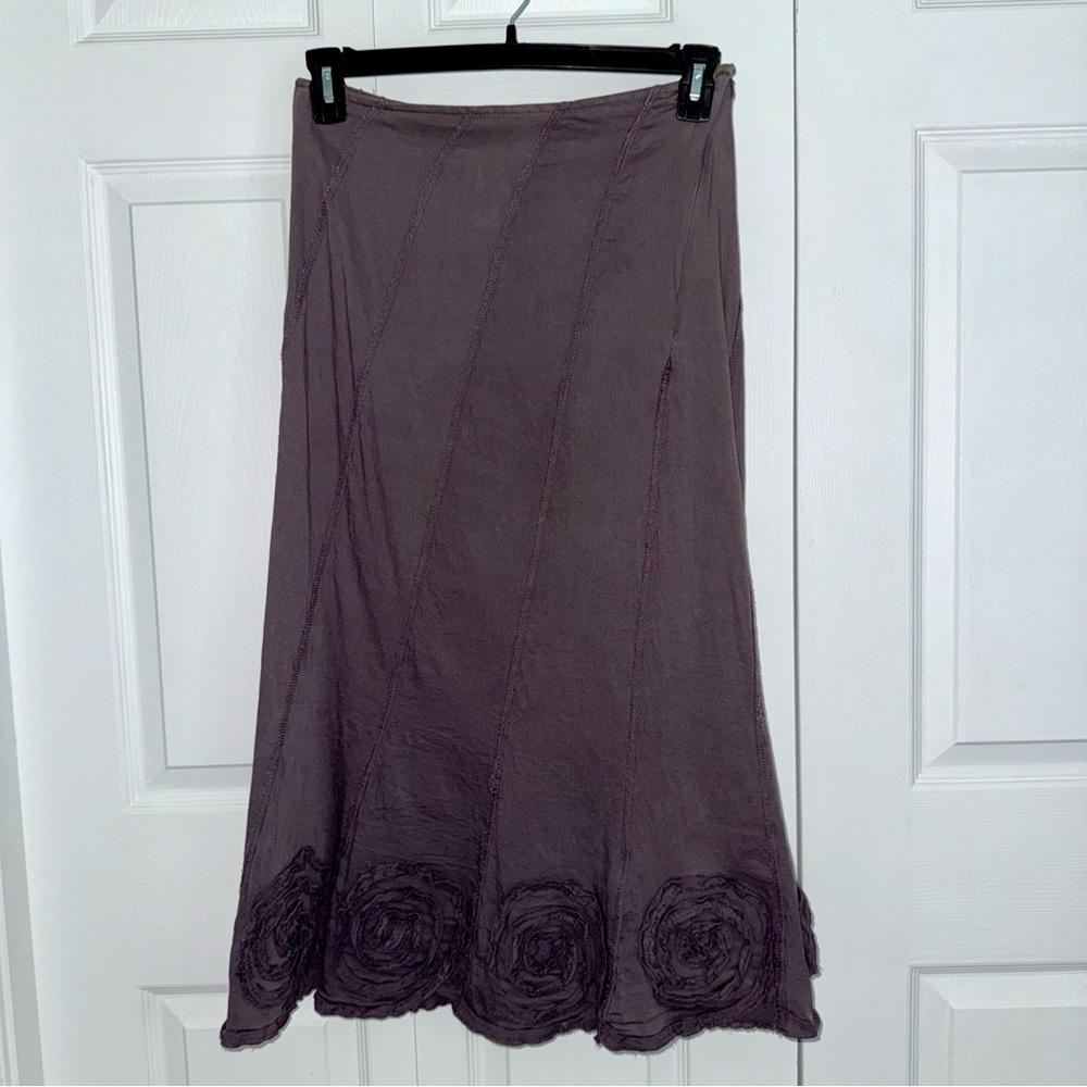 Solitaire Purple Midi A-Line Skirt for Casual Wear size small boho vintage vibes